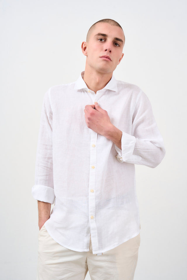 Camicia uomo in lino bianca