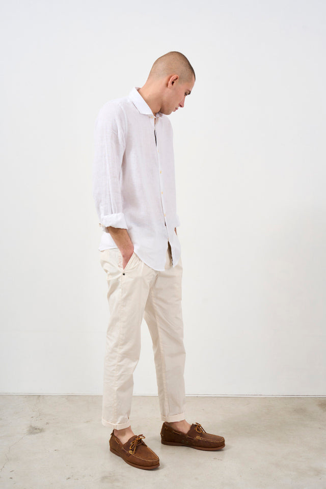 Camicia uomo in lino bianca