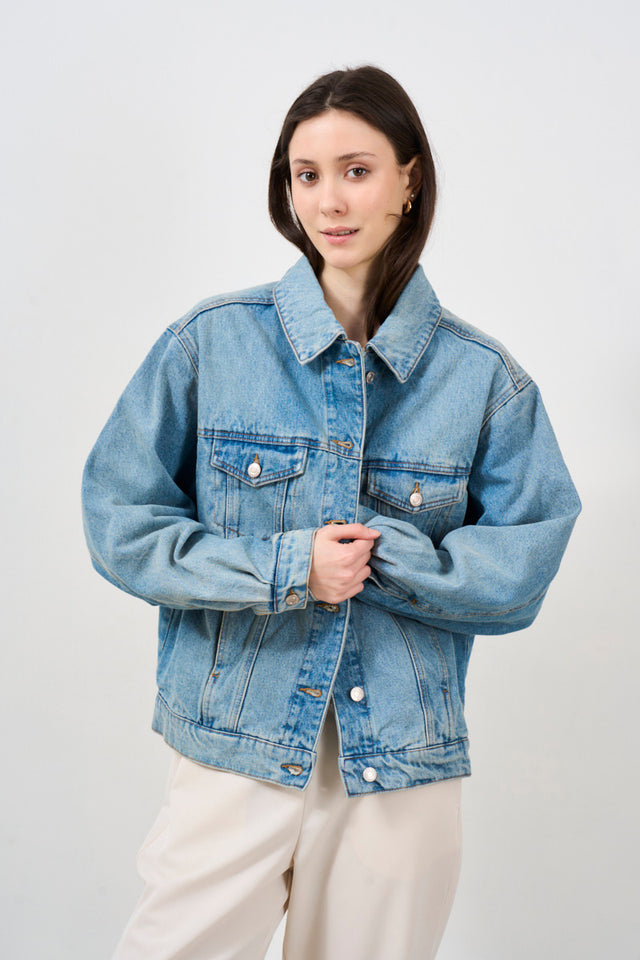 Giacca donna over in denim