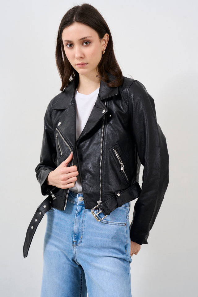 Giacca donna biker in ecopelle
