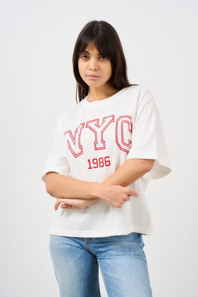 T-shirt donna con stampa NYC