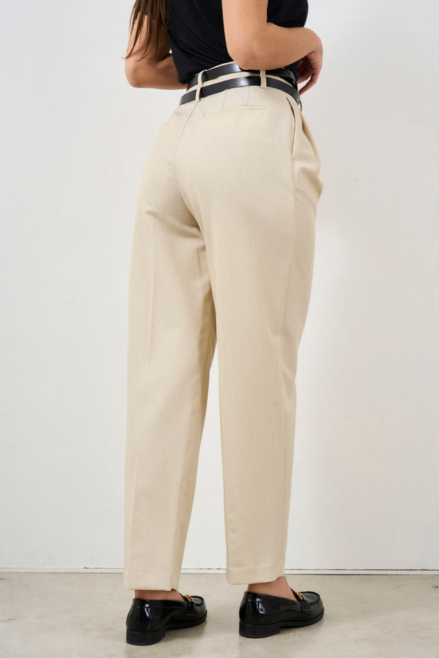 Pantalone donna con Pinces e Doppia Cintura
