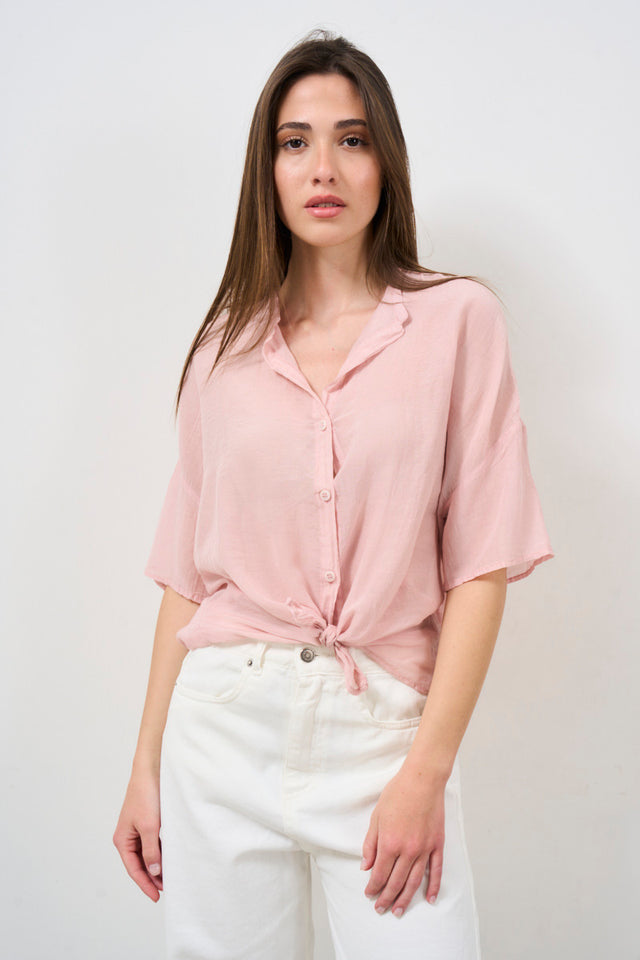 Camicia donna in mussola rosa