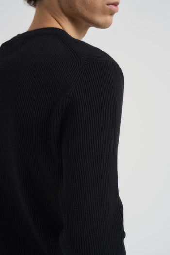 Maglia uomo girocollo a coste nera - 5