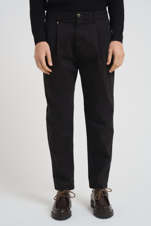 Pantalone uomo con pinces nero - 1