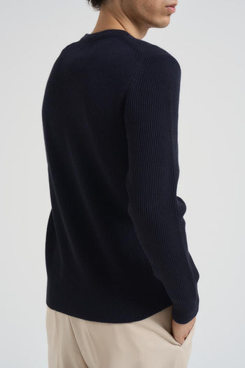 Maglia uomo girocollo a coste blu notte - 3