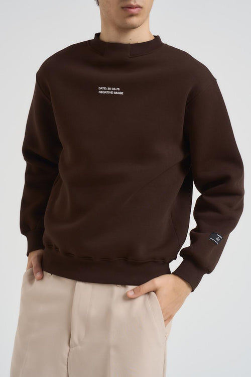 Felpa uomo girocollo marrone - 1