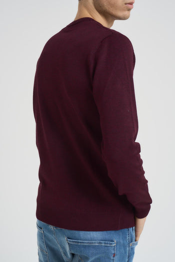 Maglia uomo girocollo a treccia bordeaux - 4