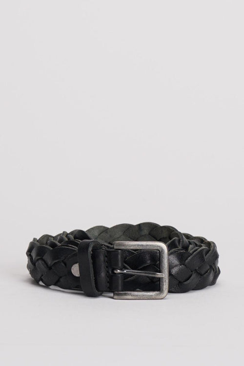 Cintura uomo a treccia nera