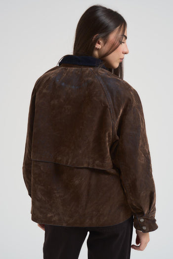 Bomber donna con floccatura marrone - 4