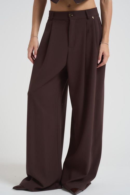 Completo donna gilet e pantalone marrone - 2