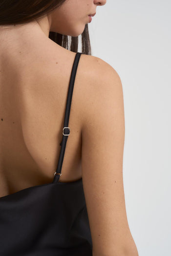 Top donna asimmetrico satinato in pizzo nero - 6