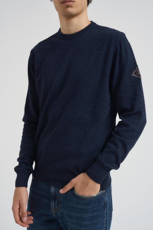 Maglia uomo girocollo blu denim.