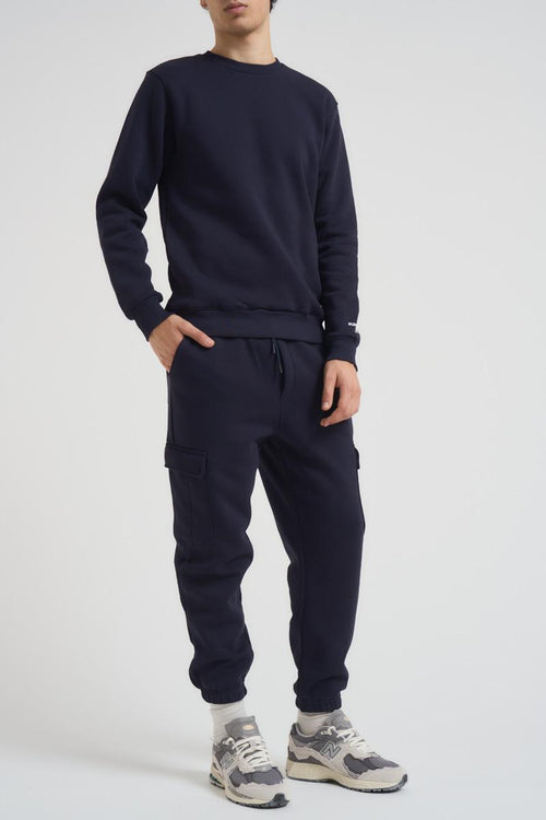 Felpa uomo blu a girocollo - 1