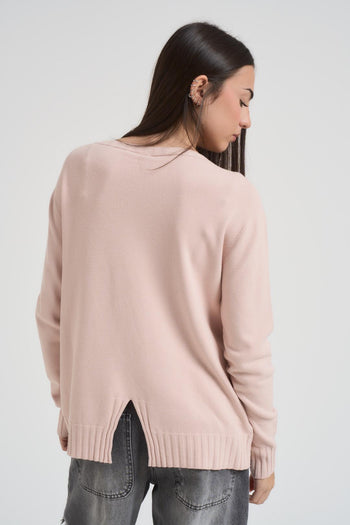 Maglia donna girocollo rosa cipria - 3