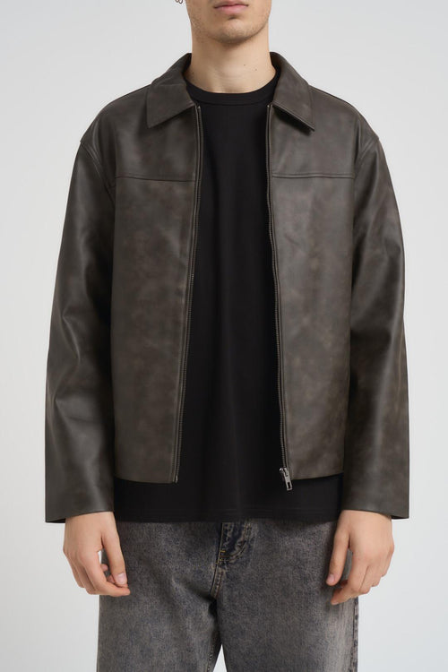 Giubbotto uomo ecopelle grigio