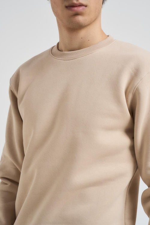 Felpa uomo beige a girocollo - 2
