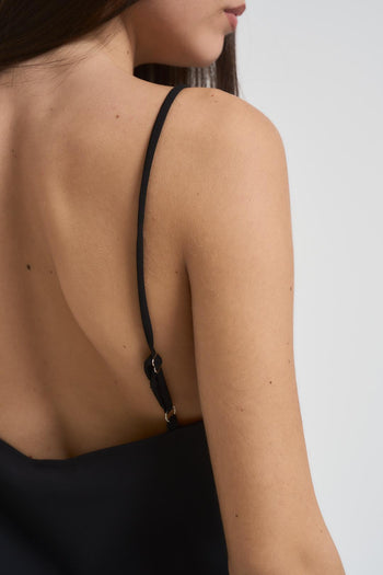 Top donna satinata e pizzo nera - 5