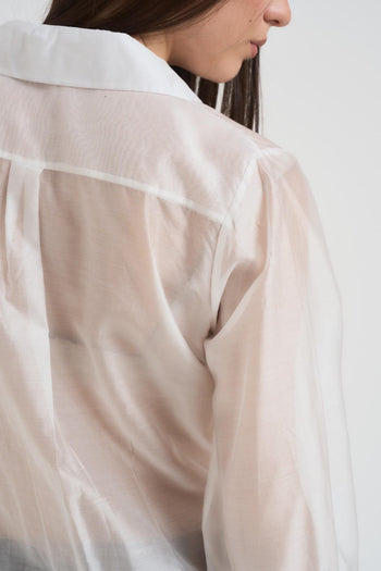 Camicia donna in tessuto semitrasparente bianca - 4