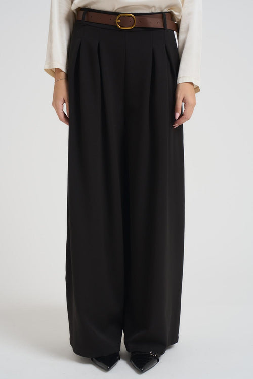 Pantalone donna a palazzo nero - 1