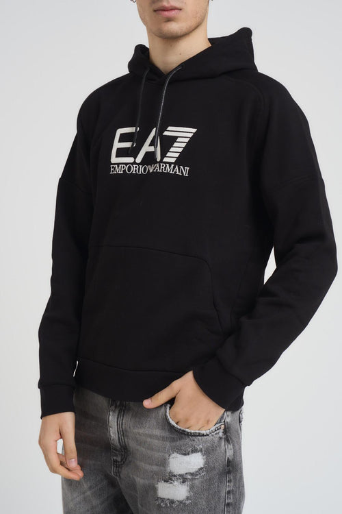 Felpa uomo con cappuccio nera - 1