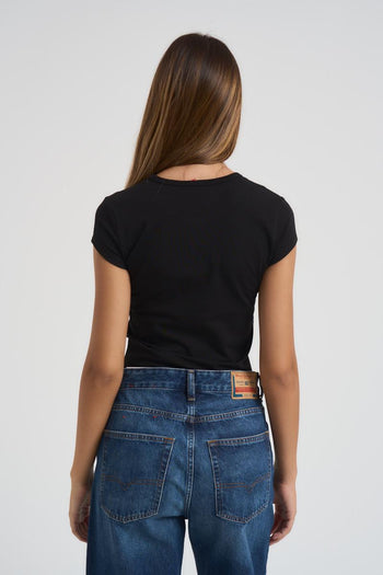 T-shirt donna nera T-Angie logo cut-out - 4