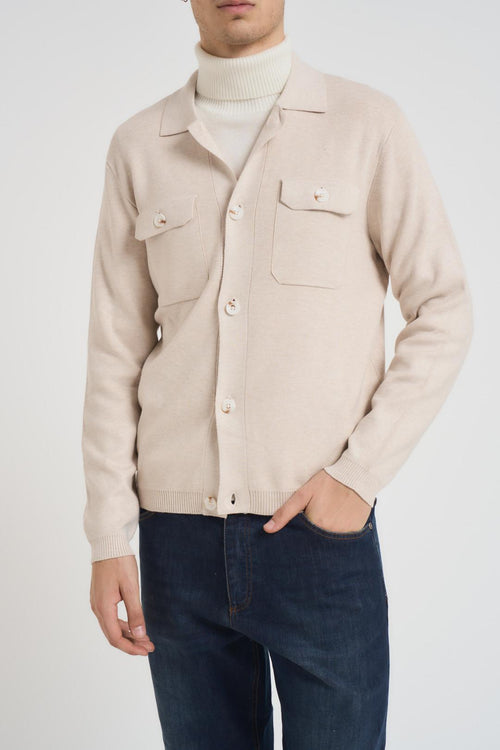 Cardigan in maglia uomo beige - 1