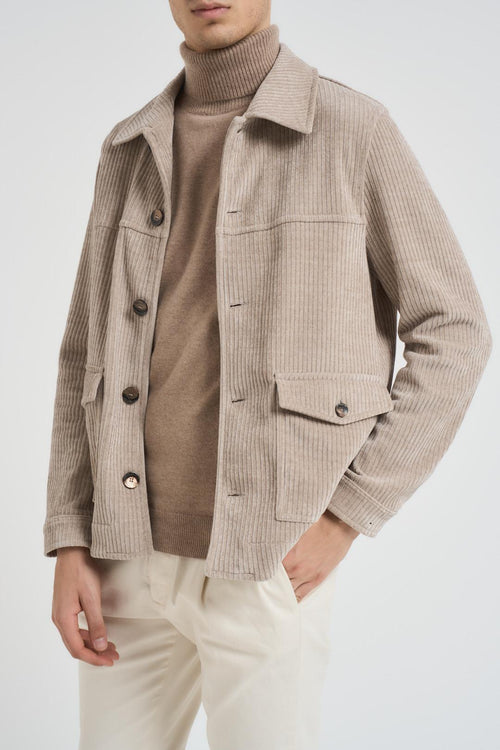 Camicia uomo velluto beige - 2