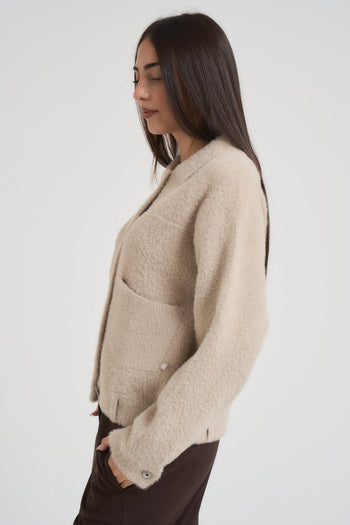 Bomber donna in ecopelliccia beige - 3