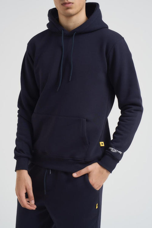 Felpa uomo blu con cappuccio - 2