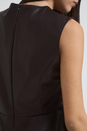 Top donna in ecopelle marrone - 5