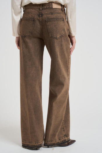 Jeans donna a palazzo in denim marrone - 4