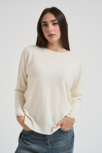 Maglia donna girocollo panna - 3