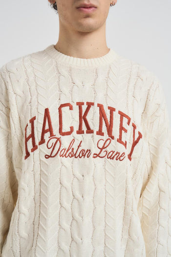 Maglia uomo girocollo a treccia panna - 3