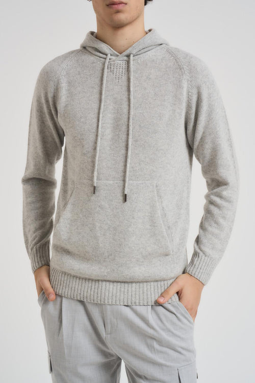 Felpa uomo in maglia grigio chiaro