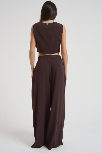 Completo donna gilet e pantalone marrone - 4