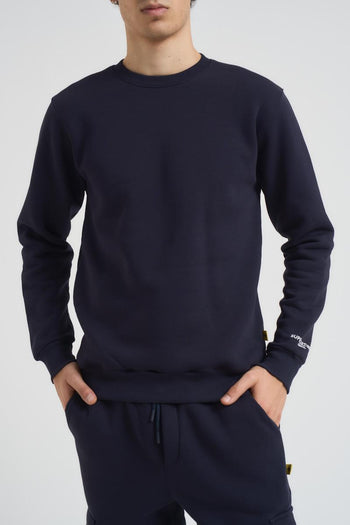 Felpa uomo blu a girocollo - 4