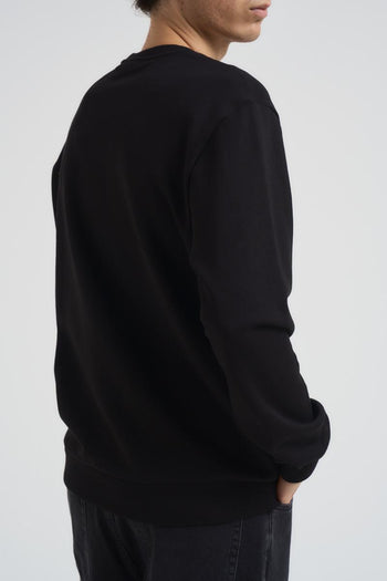 Felpa uomo girocollo nera con logo dorato - 5