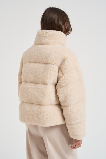 Piumino donna cropped teddy panna - 5