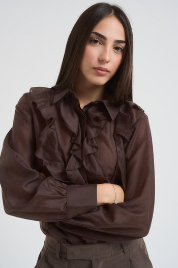 Camicia donna con rouches moro - 3