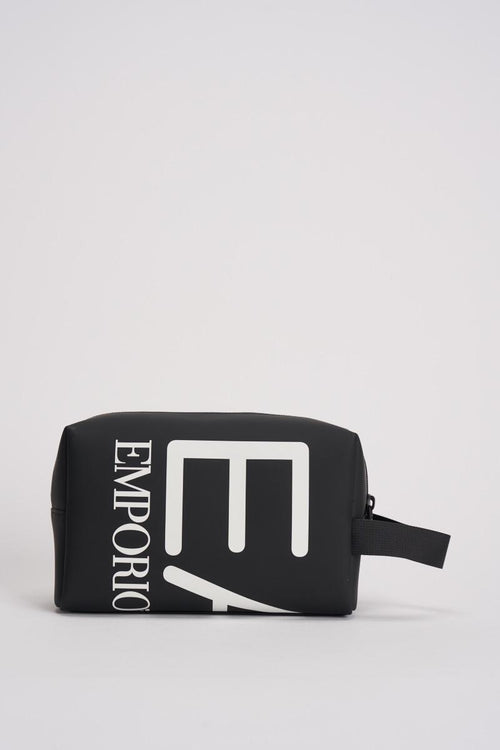 Beauty case uomo nero con logo bianco