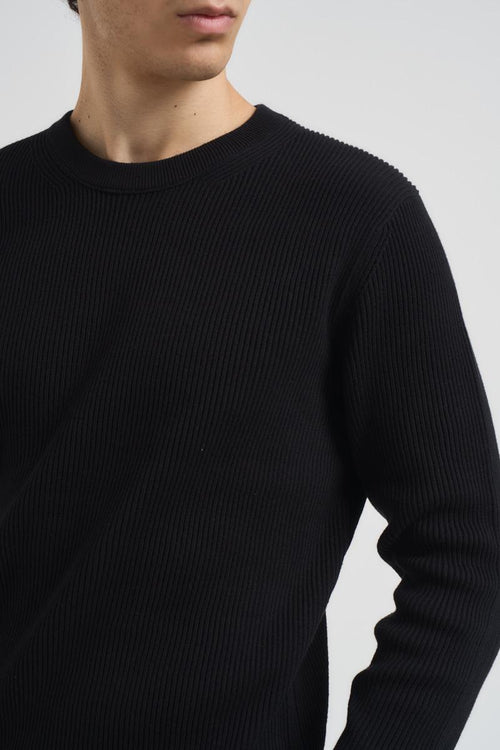 Maglia uomo girocollo a coste nera - 2