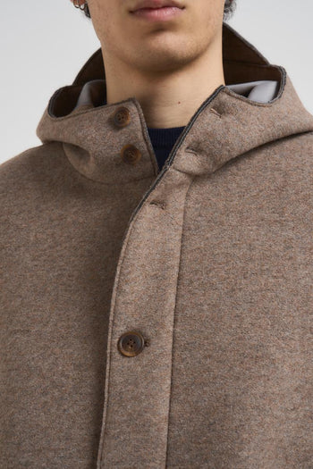 Cappotto uomo midi con cappuccio tortora - 3