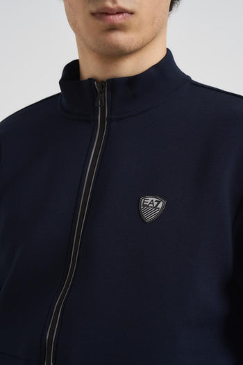 Felpa uomo con zip blu - 3