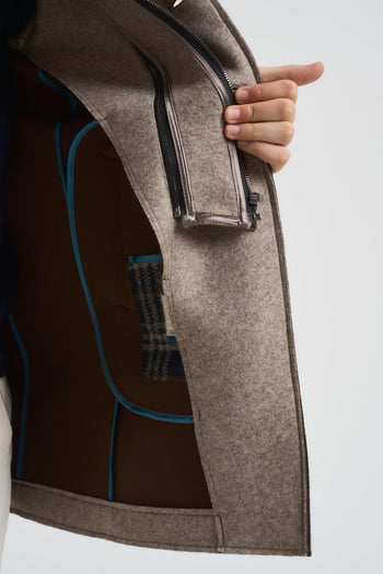 Cappotto uomo midi con felpa tortora - 9