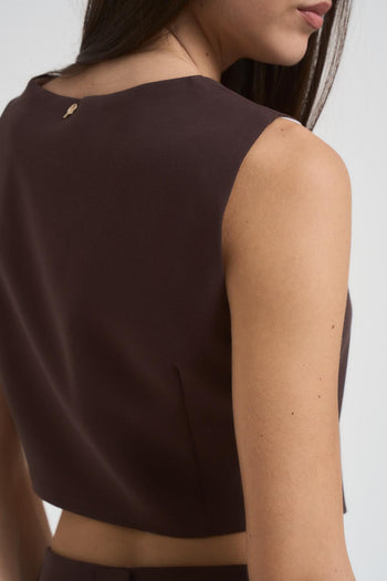 Completo donna gilet e pantalone marrone - 7
