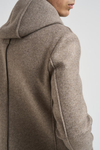 Cappotto uomo midi con felpa tortora - 6