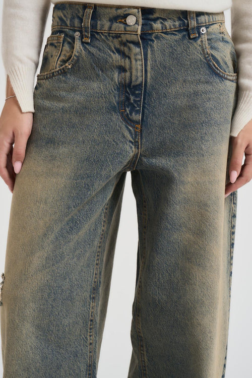 Jeans donna a palazzo in denim slavato - 2