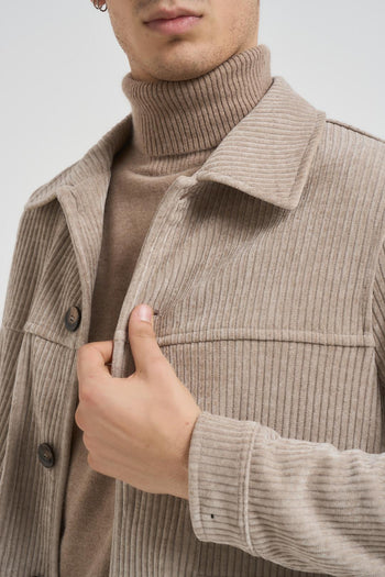 Camicia uomo velluto beige - 4