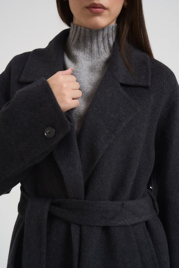 Cappotto donna lungo antracite - 4